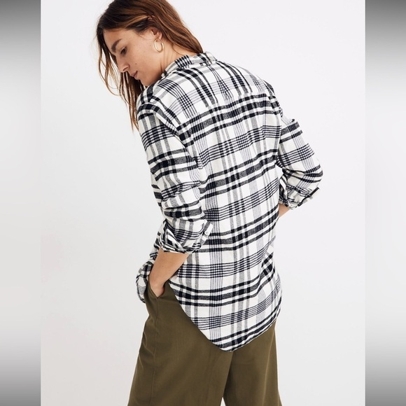 Madewell Flannel Oversized Ex-Boyfriend Shirt in Romana Plaid 💯 Cotton size S - Picture 3 of 6